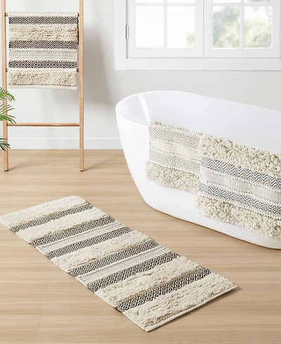 Ink+Ivy Asher Woven Texture Stripe Bath Rug, 20" x 32"
