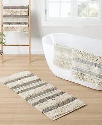 Ink+Ivy Asher Woven Texture Stripe Bath Rug, 20" x 32"