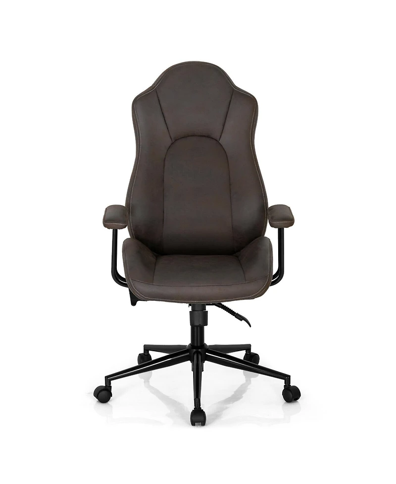 Vebreda High Adjustable Back Executive Office Chair with Armrest-Brown