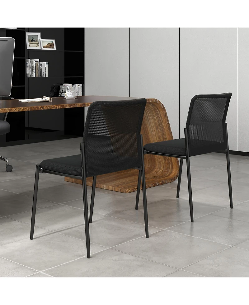 Sugift Waiting Room Chair Set of 2 with Ergonomic Mesh Backrest and Padded Seat