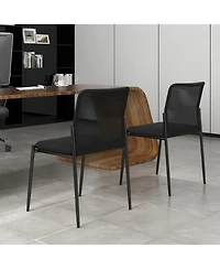 Sugift Waiting Room Chair Set of 2 with Ergonomic Mesh Backrest and Padded Seat