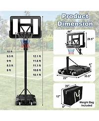 Vebreda Portable Basketball Hoop with 4.6 to 10 Feet 10-Level Height Adjustable