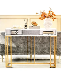 Sugift Narrow Long Sofa Table for Living Room-White