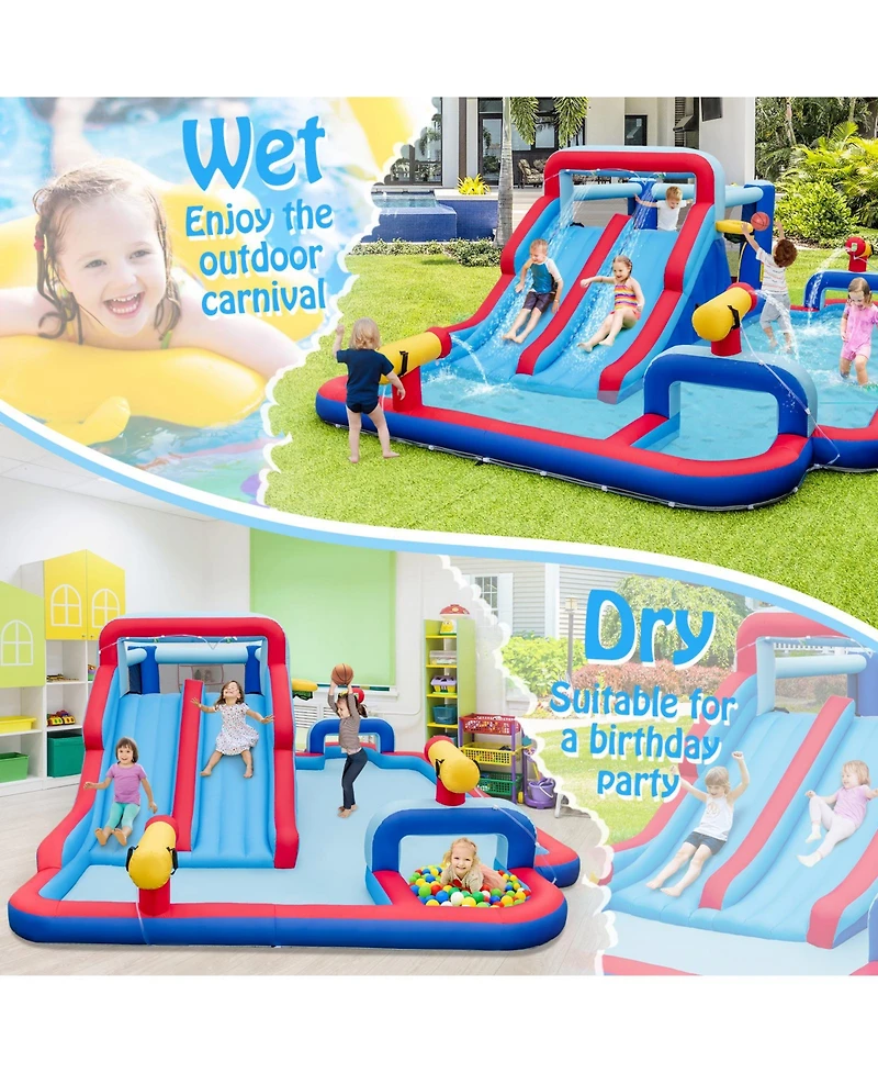 Vebreda Inflatable Bounce House with 2 Water Slides and 3 Water Cannons With 680W Blower