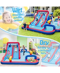Vebreda Inflatable Bounce House with 2 Water Slides and 3 Water Cannons With 680W Blower