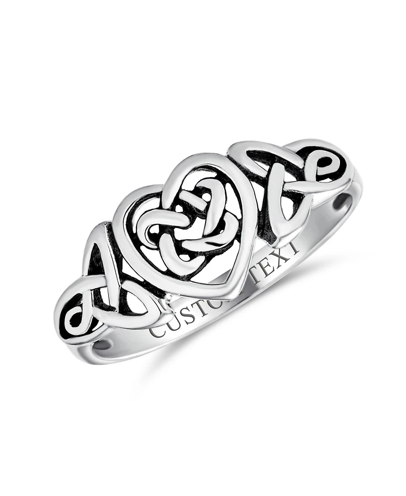 Bling Jewelry Dainty Best Friends Irish Celtic Love Knots Bff Infinity Heart Promise Ring 1MM Band Oxidized Sterling Silver