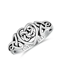 Bling Jewelry Dainty Best Friends Irish Celtic Love Knots Bff Infinity Heart Promise Ring 1MM Band Oxidized Sterling Silver