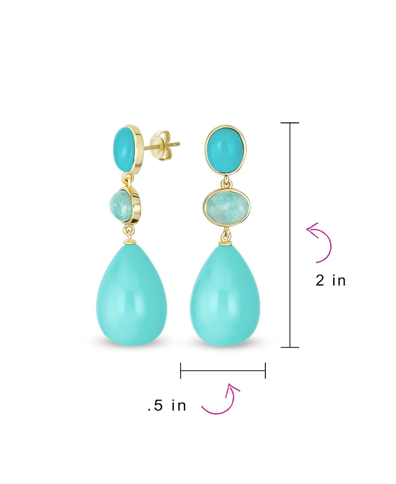 Bling Jewelry Unique Geometric Daning Teardrop Ball Teardrop Multi Shape Oval 3 Multi-Tier Party Dangling Earrings in Gold Plated
