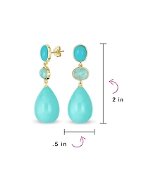 Bling Jewelry Unique Geometric Daning Teardrop Ball Teardrop Multi Shape Oval 3 Multi-Tier Party Dangling Earrings in Gold Plated