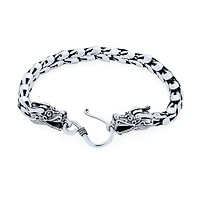 Bling Jewelry Dragon Bracelet Head Dragons Scales Chain Sterling Silver Eye Hook Clasp 8 Inch