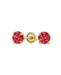 Bling Jewelry 14K Gold Green Tiny Cz Round Solitaire Stud Earrings 3MM Screw Back
