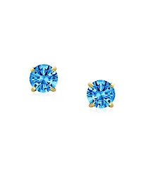 Bling Jewelry Tiny Cubic Zirconia Cz 4-Prong Helix Cartilage Ear Lobe Piercing Daith Round Solitaire 14K Gold Stud Earring Screw Back 3MM 4MM