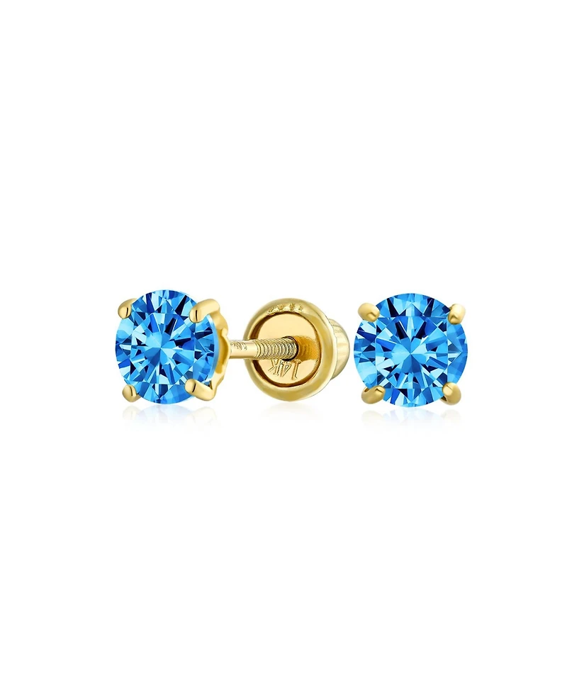 Bling Jewelry Tiny Cubic Zirconia Cz 4-Prong Helix Cartilage Ear Lobe Piercing Daith Round Solitaire 14K Gold Stud Earring Screw Back 3MM 4MM