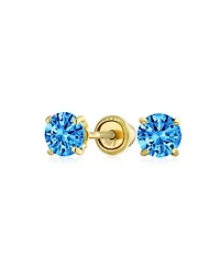 Bling Jewelry Tiny Cubic Zirconia Cz 4-Prong Helix Cartilage Ear Lobe Piercing Daith Round Solitaire 14K Gold Stud Earring Screw Back 3MM 4MM