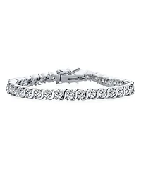 Bling Jewelry 20CTW Cz Round Solitaire Swirl S Wave Link Tennis Bracelet Silver Plated
