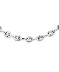 Bling Jewelry Unisex .925 Sterling Silver Nautical Anchor Link Puff Mariner Chain Necklace For Women Men 6MM Wide Inch