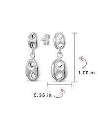 Bling Jewelry Nautical .925 Sterling Silver Anchor Link Puff Mariner Drop Stud Earrings