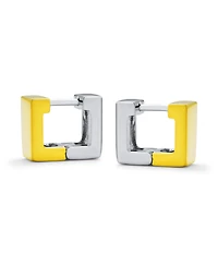 Bling Jewelry Contoured Square Huggie Hoop Earrings Sterling Silver