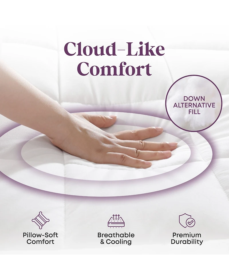 Circles Home Circleshome Ultra-Plush Down Alternative Cotton Top Mattress Pad White Twin