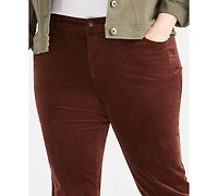 Style & Co Plus High-Rise Straight-Leg Corduroy Pants, Created for Macy's
