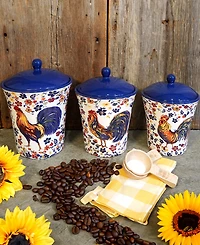 Certified International Morning Rooster Set of 3 Canisters