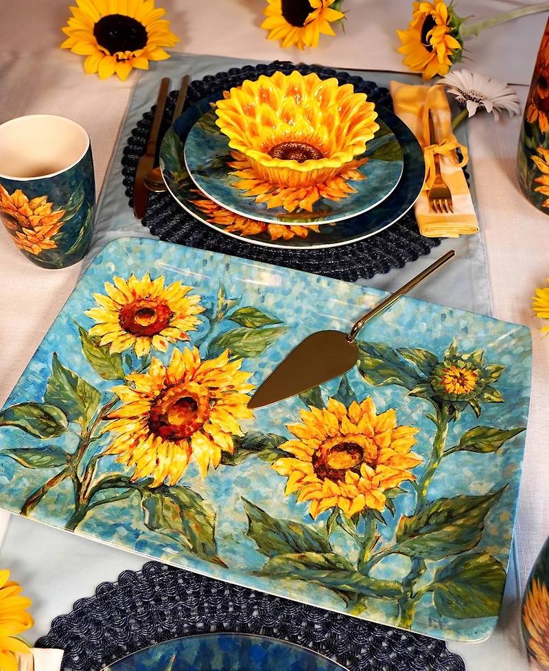 Certified International Golden Sunflowers Rectangular Platter