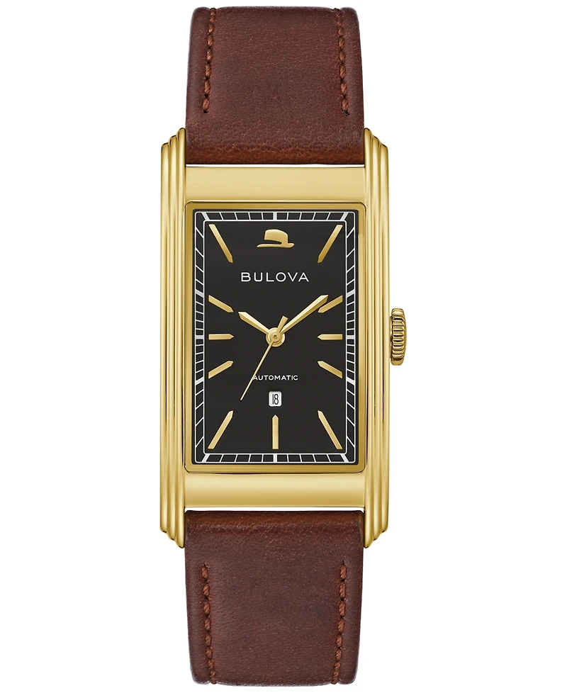 Bulova Men's Automatic Frank Sinatra Chairman of the Board Brown Leather Strap Watch 26mm