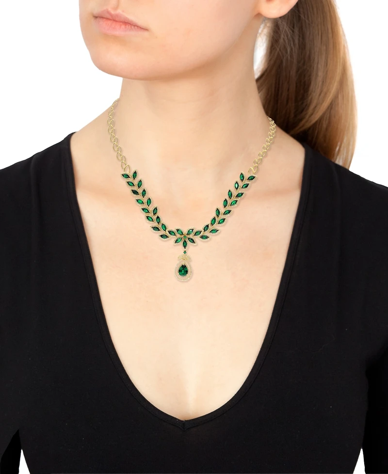 Effy Emerald (11-3/4 ct. t.w.) and Diamond (2-3/4 ct. t.w.) Pendant Necklace in 14k Gold, Created for Macy's
