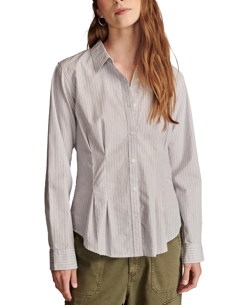 Lucky Brand Women's Striped Peplum Shirt