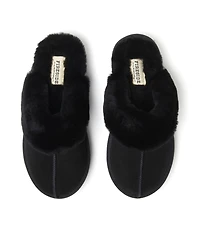 Fireside by Dearfoams Women's Melton Genuine Shearling Platform Scuff Slipper