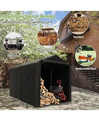 Sugift 7 x 5.2FT Storage Shelter Outdoor Bike Tent with Waterproof Cover and Zipper Door-Gray