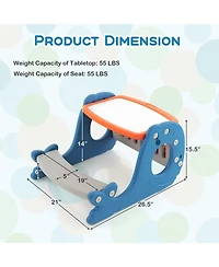 Vebreda Convertible Kids Activity Table Set Toddler Easel with Erasable Whiteboard-Blue