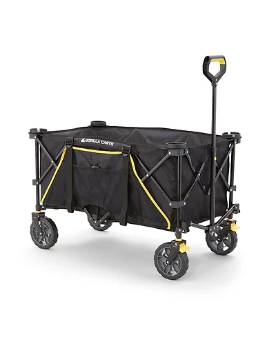 Gorilla Carts 7 Cu Ft Collapsible Outdoor Utility Wagon,Oversize Bed, Black