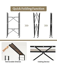 Sugift 5-Tier Foldable Shelving Unit with Detachable Wheels and Anti-Toppling System-Black