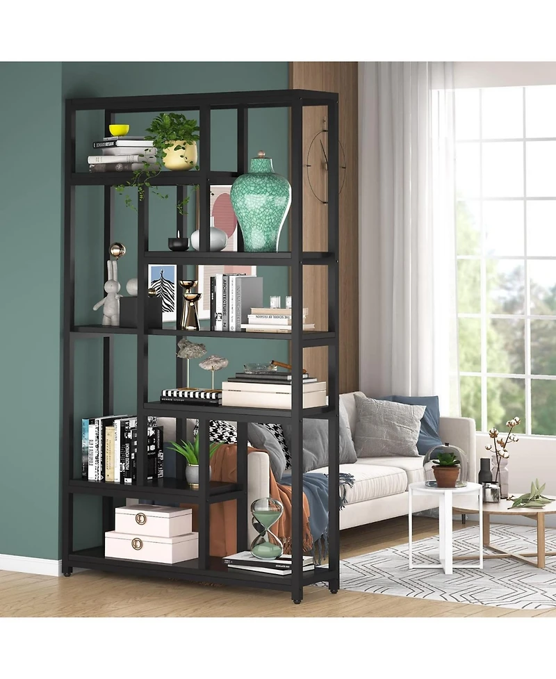 Tribesigns 79 Inch Extra Tall Bookshelf, 7-Tier Vintage Bookcase, Industrial 10-Shelf Open Storage Shelves Display Shelves Organizer for Home Office