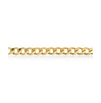 Bling Jewelry Urban Biker Jewelry 7MM Flat Miami Cuban Curb Link Bracelet 180 Gauge Yellow Gold Plated Brass