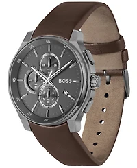 Hugo Boss Men's Peak 2.0 Quartz Chrono Brown Leather Watch 45mm