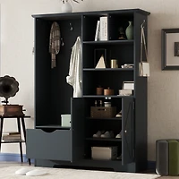 Elegant Hall Tree: Shoe Cabinet, Bench, Coat Rack