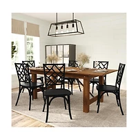 Merrick Lane Mara Solid Wood Dining Chair With Stackable Design, Ornate Seat Back Accenting, And Elegant Finish
