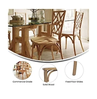 Merrick Lane Mara Solid Wood Dining Chair With Stackable Design, Ornate Seat Back Accenting, And Elegant Finish
