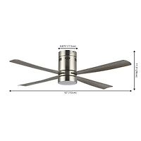 Jonathan Y Theo 52" 1-Light Contemporary Minimalist Iron/Acrylic Mobile-App/Remote-Controlled 6-Speed Integrated Led Ceiling Fan, Nickel/Gray Wood Fin