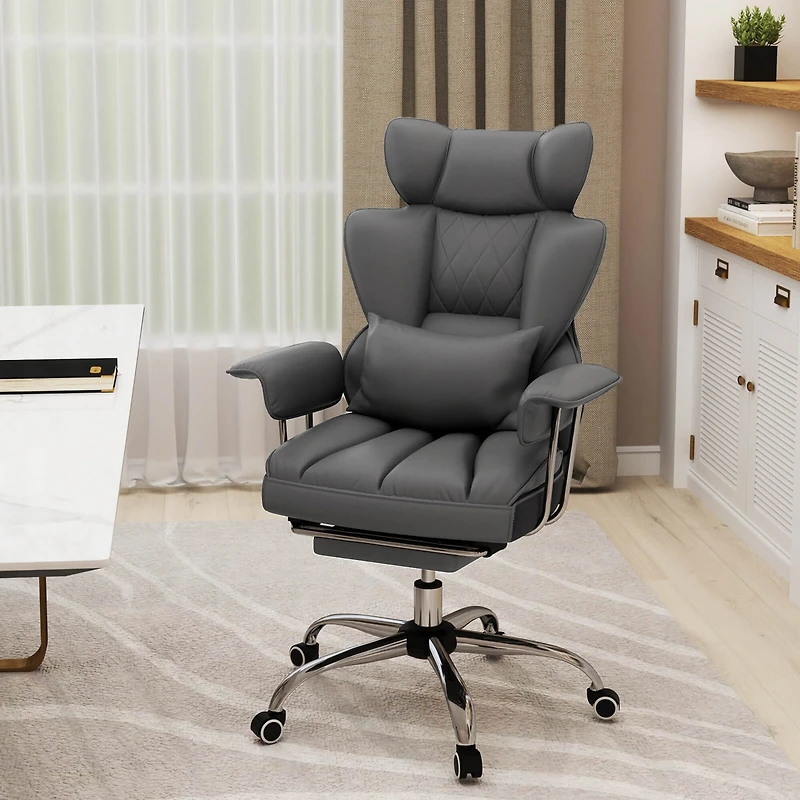 Office Desk Chair Big and Tall Executive with Footrest Lumbar Support