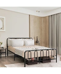 Gymax Stylish Queen Size Metal Bed Frame Platform Bed Base w/ Headboard & Footboard
