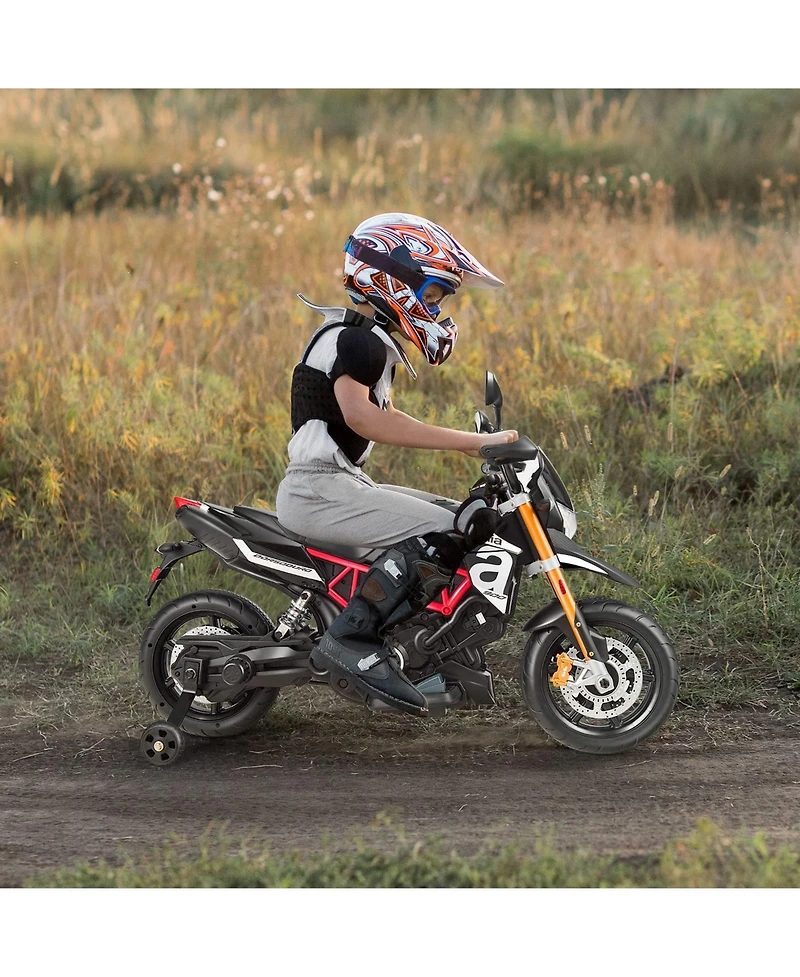 Vebreda 12V Kids Ride-On Motorcycle Aprilia Licensed with Sounds and Music-Red