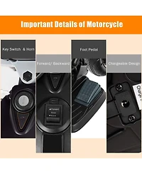 Vebreda 12V Kids Ride-On Motorcycle Aprilia Licensed with Sounds and Music-Red