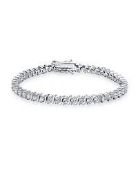 Bling Jewelry Jewelry Set 15CTW Cz Round Solitaire Swirl S Wave Link Tennis Bracelet Stud Earrings For Women Sterling Silver Rhodium