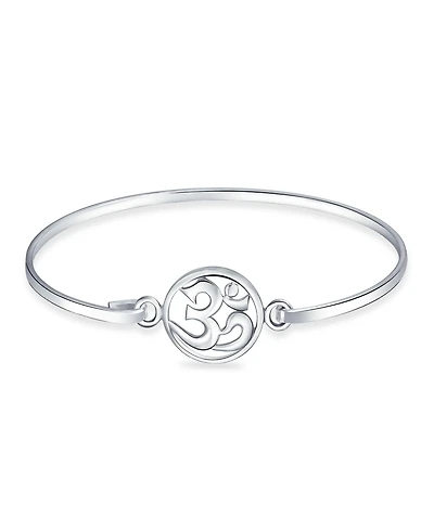 Bling Jewelry Sterling Silver Aum Om Sanskrit Symbol Charm Yoga Spiritual Harmony Ohm Bangle Cuff Bracelet