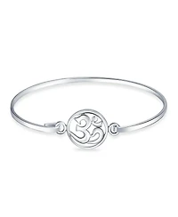 Bling Jewelry Sterling Silver Aum Om Sanskrit Symbol Charm Yoga Spiritual Harmony Ohm Bangle Cuff Bracelet
