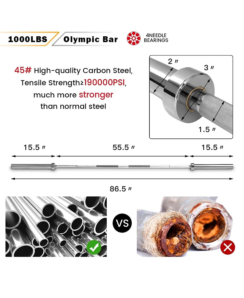 Skonyon 1000 lbs Weight Lifting Barbell