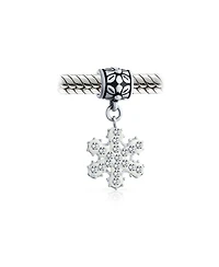 Bling Jewelry Frozen Winter Crystal Dangle Holiday Party Christmas Snowflake Bead Charm For Sterling Silver European Bracelet